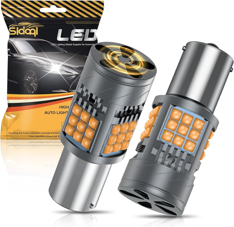 Sidaqi 1156 LED Bulb Amber CANBUS Error Free 6000LM 36SMD 1141 BA15S 7506 Turn Signal Bulb 1156 Built-in Load Resistor Anti Hyper Flash for Front Rear Turn Signal Light-2PCS - Image 1